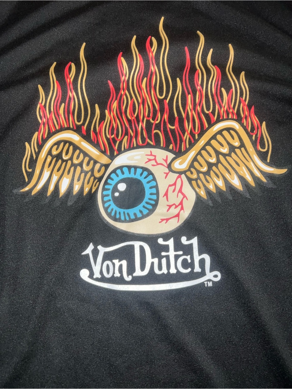 Von Dutch Black iconic winged flying eyeball graphic Tee size small